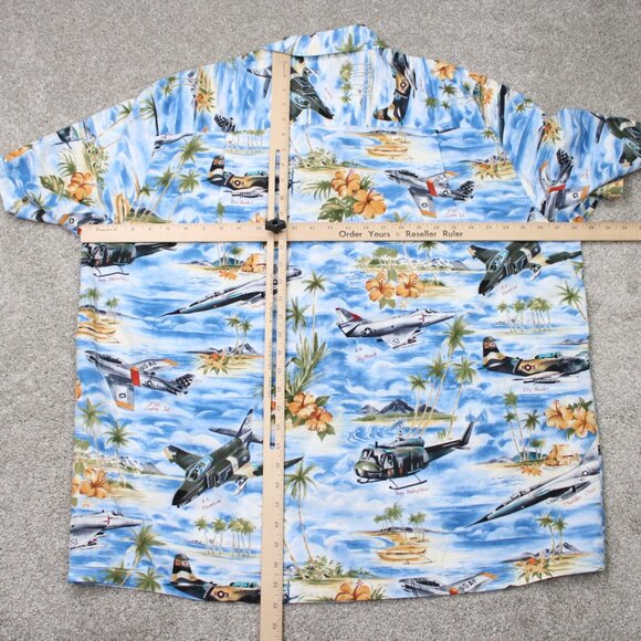 Kalaheo Hawaiian Shirt Mens XL Blue S/S WWII Bombers Fighters Planes Made in USA - Picture 11 of 14